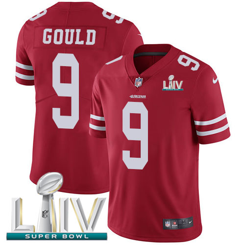 San Francisco 49ers Nike #9 Robbie Gould Red Super Bowl LIV 2020 Team Color Men Stitched NFL Vapor Untouchable Limited Jersey